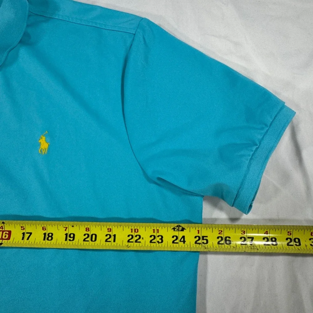 Polo Ralph Lauren Performance Polo Men's XXL Turquoise Blue Yellow Pony Preppy